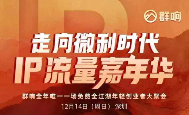 2025ip嘉年华万人12月14深圳线下课，走向微利时代，IP流量嘉年华，实操性极强的商业干货课-北风网赚