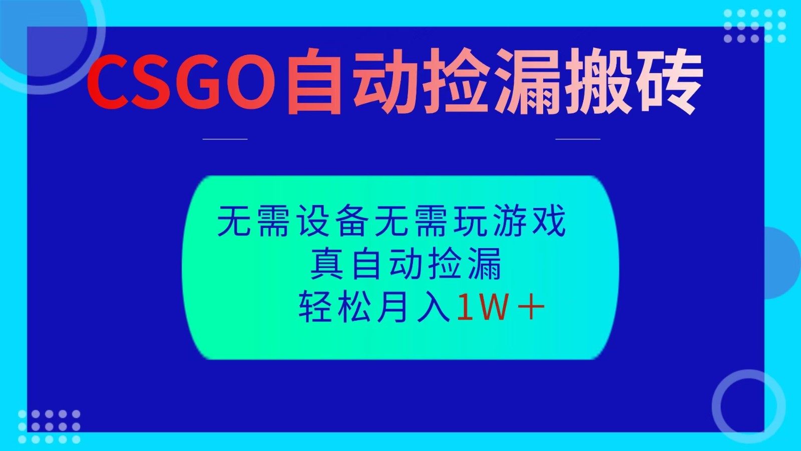 CSGO自动捡漏搬砖,当天操作当天见结果,无需了解游戏,包教包会包落地-北风网赚
