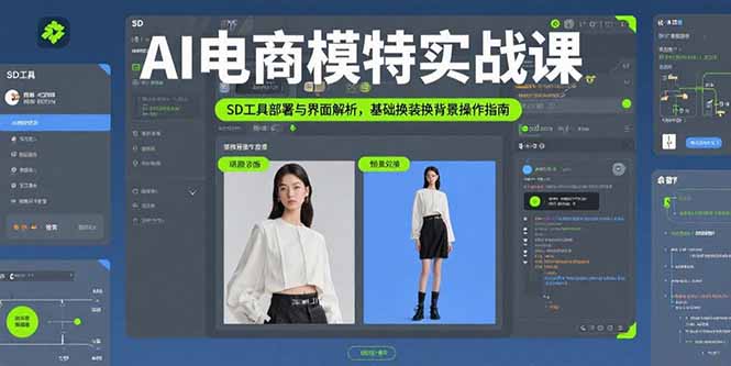AI电商模特实战课,SD工具部署与界面解析,基础换装换背景操作指南-北风网赚