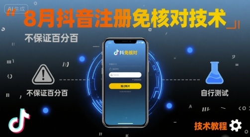8月抖音注册免核对技术，不保证百分百，自测-北风网赚