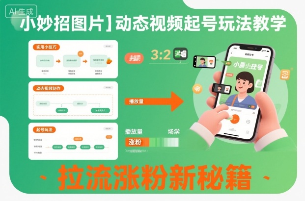 小妙招图片+动态视频起号玩法教学,拉流涨粉新秘籍-北风网赚