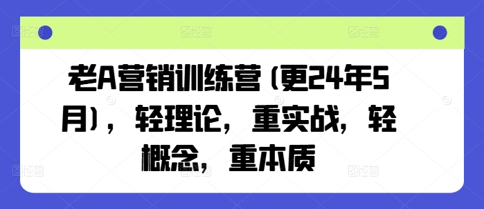 老A营销训练营(更25年10月),轻理论,重实战,轻概念,重本质-北风网赚