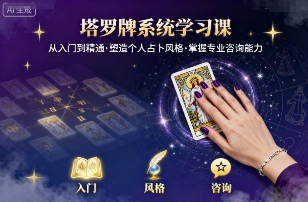塔罗牌系统学习课,助你从入门到精通,塑造个人占卜风格,掌握专业咨询能力-北风网赚