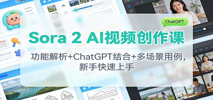 Sora 2 AI视频创作课：功能解析+ChatGPT结合+多场景用例，新手快速上手-北风网赚