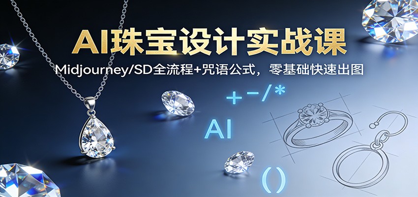 AI珠宝设计实战课：Midjourney/SD全流程+咒语公式，零基础快速出图-北风网赚