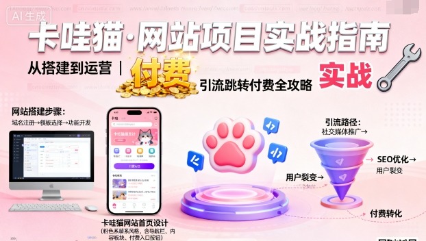 卡哇猫·网站项目，网站搭建与运营以及引流跳转付费-北风网赚
