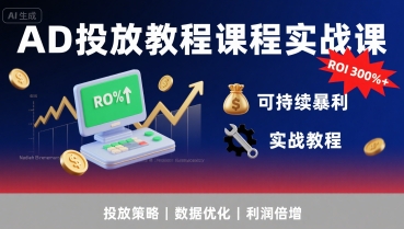 AD投放教程课程实战课，实现广告ROI300%+可持续暴利-北风网赚