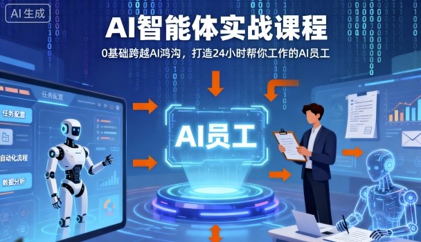 Ai智能体实战课程，0基础跨越Ai鸿沟，打造24小时帮你工作的Ai员工，打破常规，以实战定义Ai-北风网赚