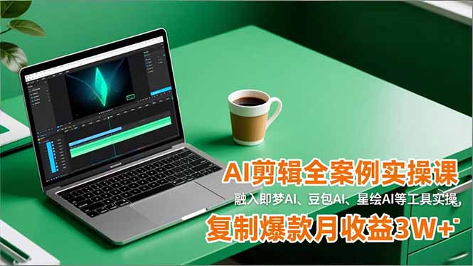AI剪辑全案例实操课,融入即梦AI、豆包AI、星绘AI等工具实操,复制爆款月收益3W+-北风网赚