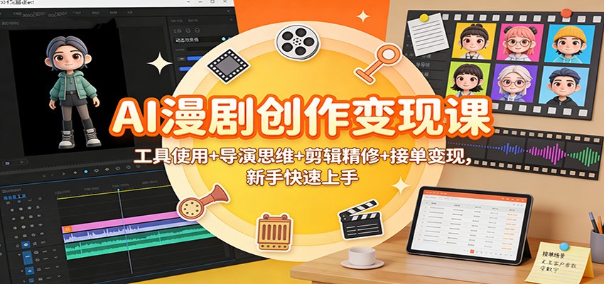 AI漫剧创作变现课:工具使用+导演思维+剪辑精修+接单变现,新手快速上手-北风网赚