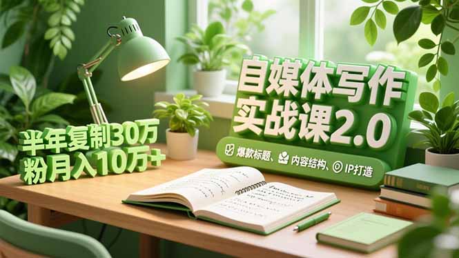 自媒体写作实战课2.0，爆款标题、内容结构、IP打造，半年复制30万粉月入10万+-北风网赚