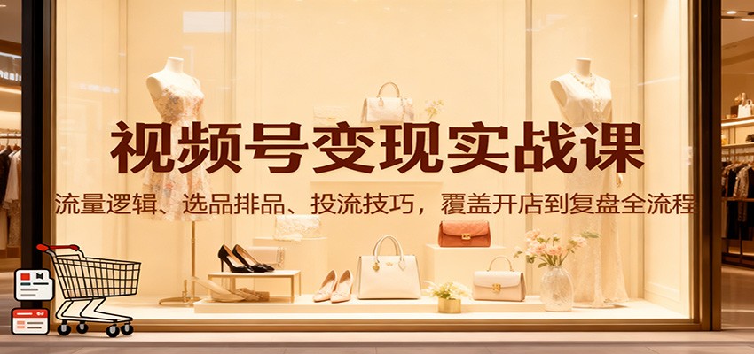 视频号变现实战课：流量逻辑、选品排品、投流技巧，覆盖开店到复盘全流程-北风网赚