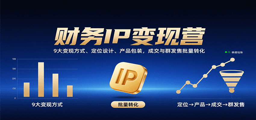 财务IP变现营：9大变现方式、定位设计、产品包装，成交与群发售批量转化-北风网赚