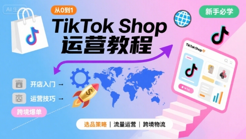 TikTok Shop从0到1运营教程，TikTok跨境电商新手必学课程-北风网赚