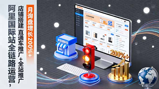 阿里国际站全链路运营,店铺搭建+直通车推广+全站推广,月询盘增长200%+-北风网赚