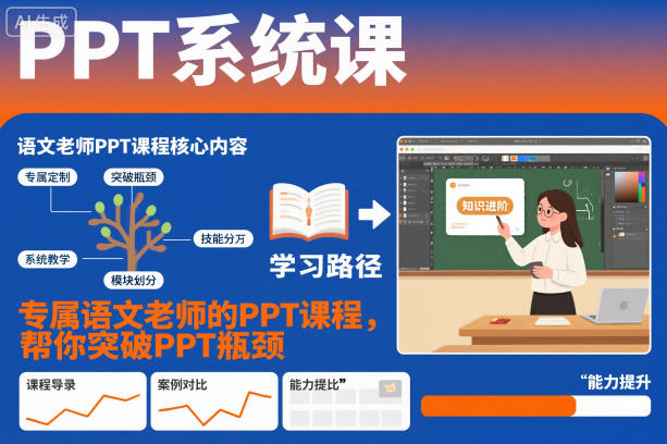 PPT系统课，专属语文老师的PPT课程，帮你突破PPT瓶颈-北风网赚