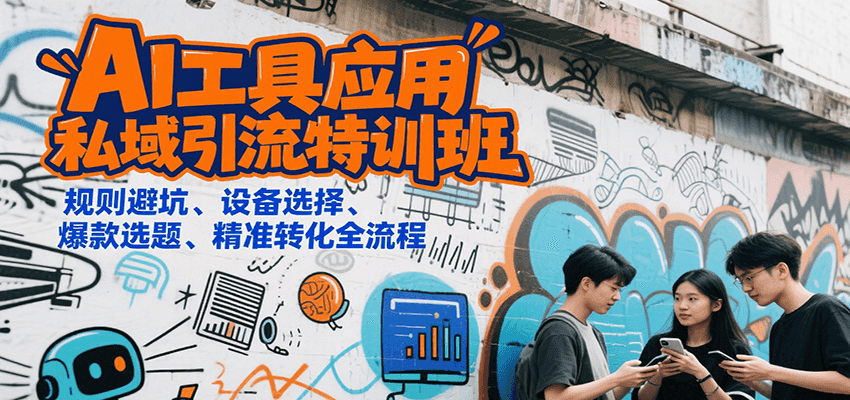 AI工具应用私域引流特训班,规则避坑、设备选择、爆款选题、精准转化全流程-北风网赚