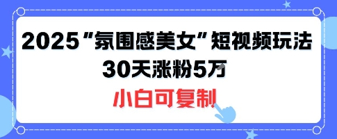 不露脸也能火!2025“氛围感美女”短视频玩法,30天涨粉5W小白可复制-北风网赚