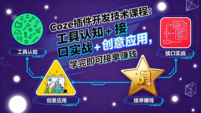 Coze插件开发技术课程：工具认知+接口实战+创意应用，学完即可接单赚钱-北风网赚