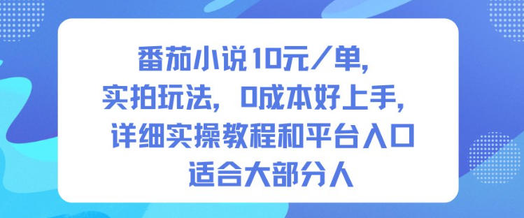 番茄小说10米每单,实拍玩法,0成本好上手,详细实操教程和平台入口适合大部分人-北风网赚