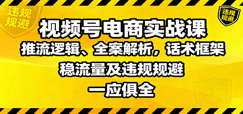 视频号电商实战课：推流逻辑、全案解析，话术框架，稳流量及违规规避等-北风网赚