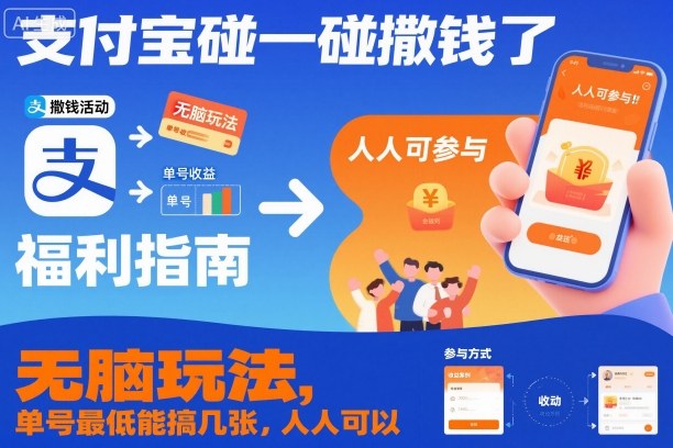 支付宝碰一碰撒钱了，无脑玩法，单号最低能搞几张，人人可以撸【揭秘】-北风网赚