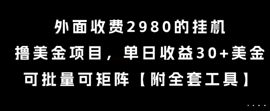 外面收费2980的挂G撸美金项目，单日收益30+美金，可批量可矩阵【揭秘】-北风网赚