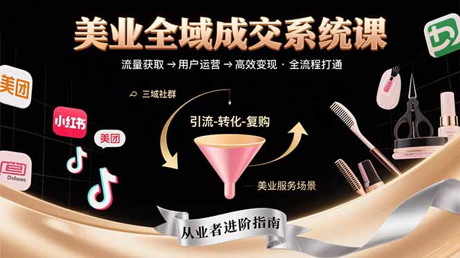美业全域成交系统课程:帮助美业从业者打通从流量获取到高效变现全流程-北风网赚