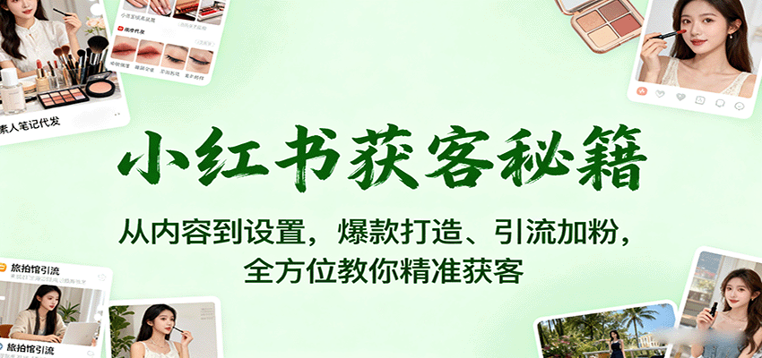 小红书获客秘籍：从内容到设置，爆款打造、引流加粉，全方位教你精准获客-北风网赚
