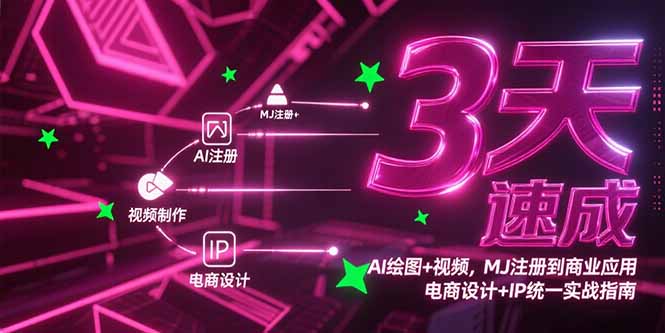 3天速成AI绘图+视频,MJ注册到商业应用,电商设计+IP统一实战指南-北风网赚