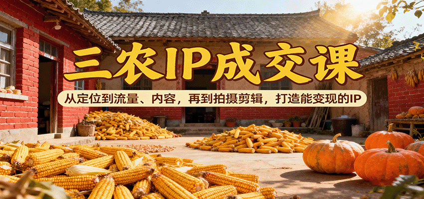 三农IP成交课:从定位到流量、内容,再到拍摄剪辑,打造能变现的IP-北风网赚