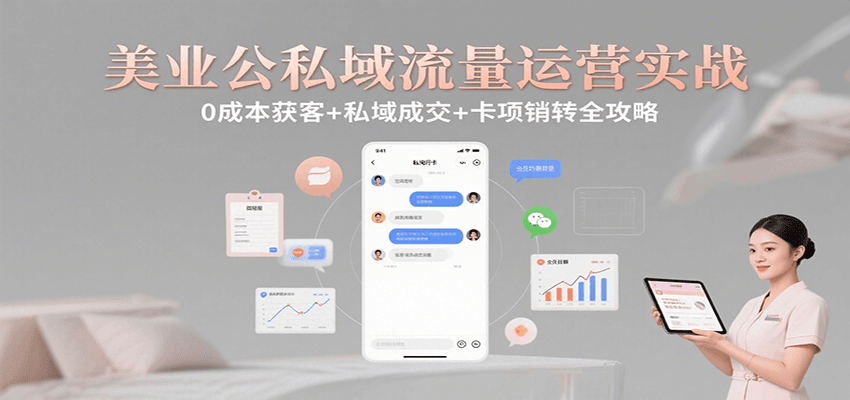 美业公私域流量运营实战:0成本获客+私域成交+卡项销转全攻略-北风网赚