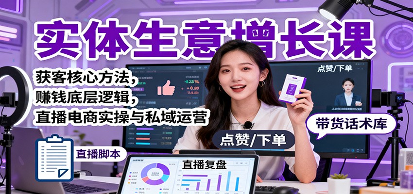 实体生意增长课:获客核心方法,赚钱底层逻辑,直播电商实操与私域运营-北风网赚