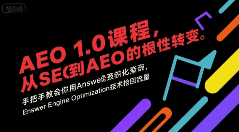 AEO 1.0 课程，从SEO到AE0的基命性转变，手把手教会你用AnswerEngineOptimization技术抢回流量(更新)-北风网赚