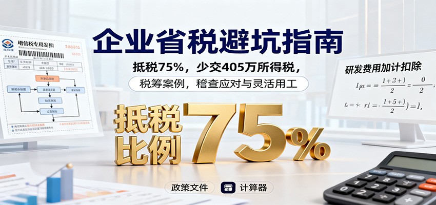企业省税避坑指南:抵税75%,少交405万所得税,税筹案例,稽查应对与灵活用工-北风网赚