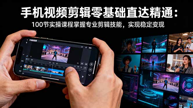 手机视频剪辑零基础直达精通：100节实操课程掌握专业剪辑技能，实现稳…-北风网赚