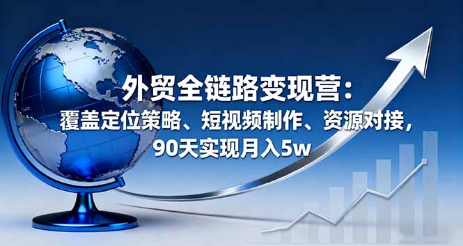 外贸全链路变现营:覆盖定位策略、短视频制作、资源对接,90天实现月入5w-北风网赚