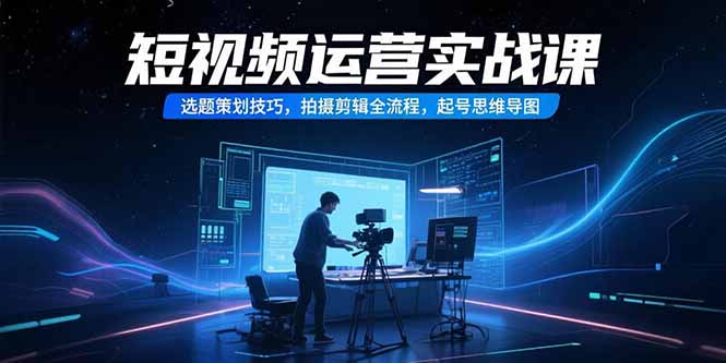 短视频运营实战课,选题策划技巧,拍摄剪辑全流程,起号思维导图-北风网赚