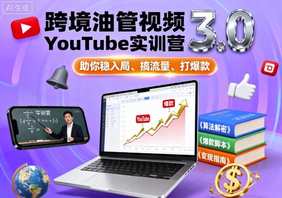 跨境油管视频YouTube实训营3.0，助你稳入局、搞流量、打爆款-北风网赚