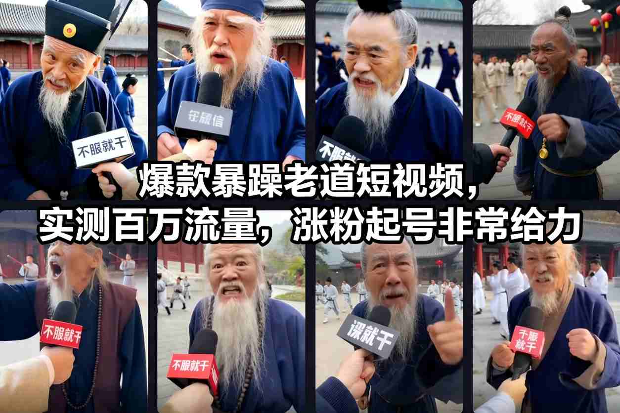 爆款暴躁老道短视频，实测百万流量，涨粉起号非常给力-北风网赚