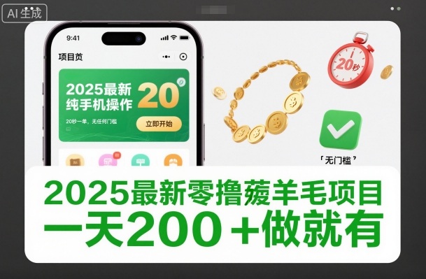 2025最新零撸薅羊毛项目，纯手机操作，20秒一单，无任何门槛，一天200+做就有【揭秘】-北风网赚