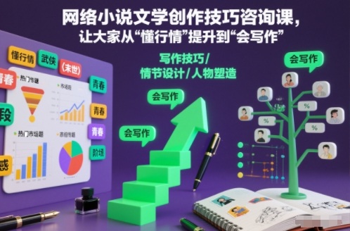 网络小说文学创作技巧咨询课,让大家从“懂行情”提升到”会写作”的高度-北风网赚