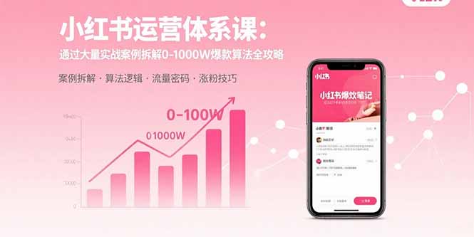 小红书运营体系课：通过大量实战案例拆解0-1000W爆款算法全攻略-北风网赚