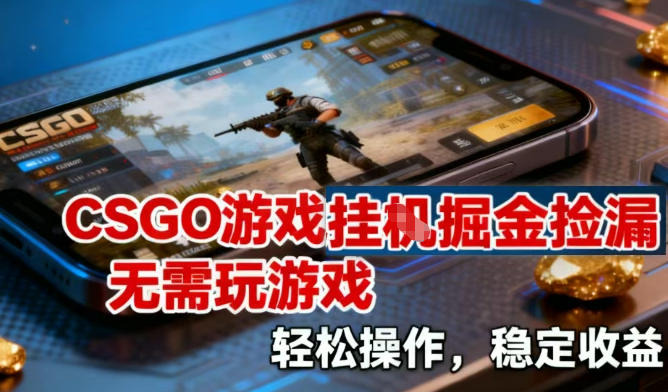 CSGO游戏挂G掘金捡漏，不需要玩游戏，操作简单，收益稳定【揭秘】-北风网赚