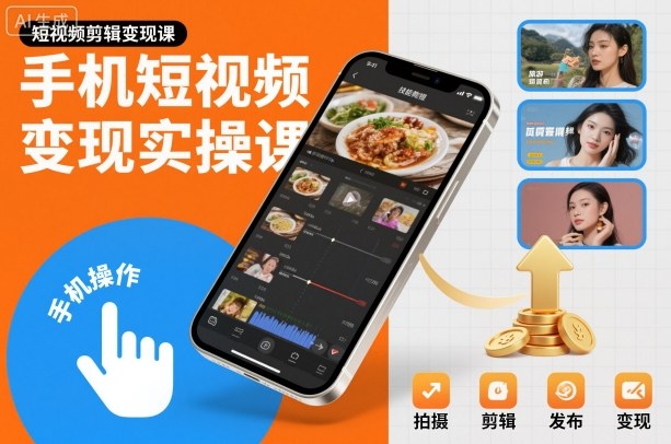 手机短视频变现实操课，短视频剪辑变现课-北风网赚