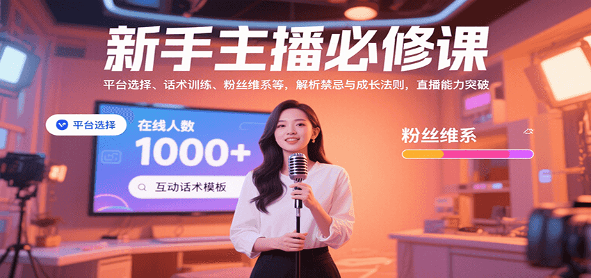 新手主播必修课:平台选择、话术训练、粉丝维系等,解析禁忌与成长法则,突破直播能力-北风网赚