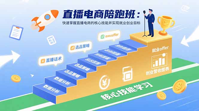 直播电商陪跑班：快速掌握直播电商的核心技能并实现就业/创业目标-北风网赚