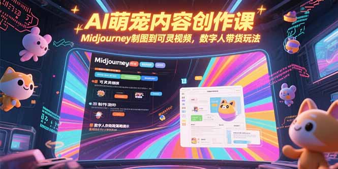 AI萌宠内容创作课,Midjourney制图到可灵视频,数字人带货玩法-北风网赚