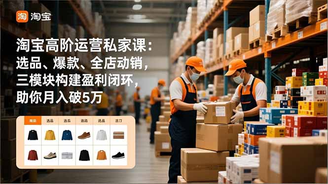 淘宝高阶运营私家课：选品、爆款、全店动销，三模块构建盈利闭环，助你月入破5万(更新12月-北风网赚