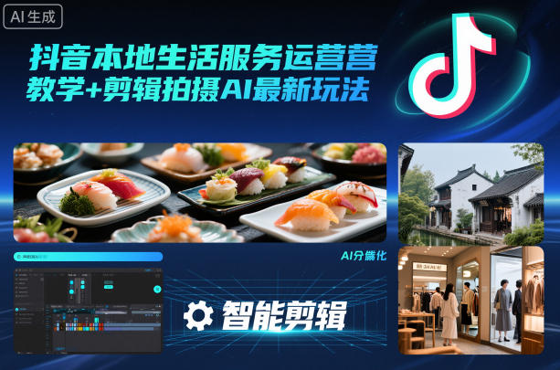 抖音本地生活服务运营教学+剪辑拍摄AI最新玩法-北风网赚